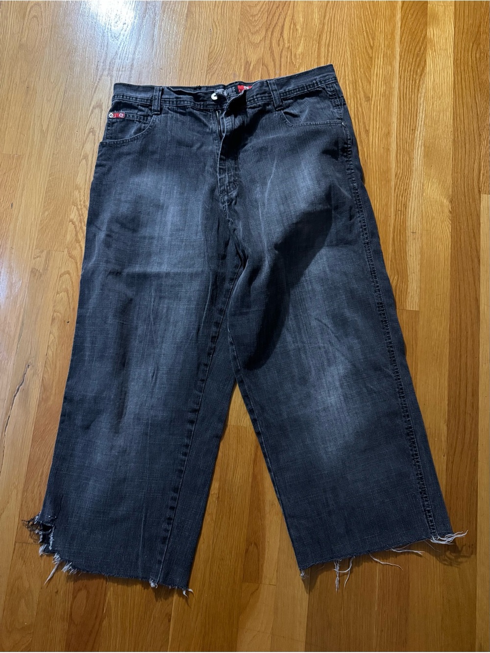 South Pole Men's Black Washed Relaxed Crop Jeans